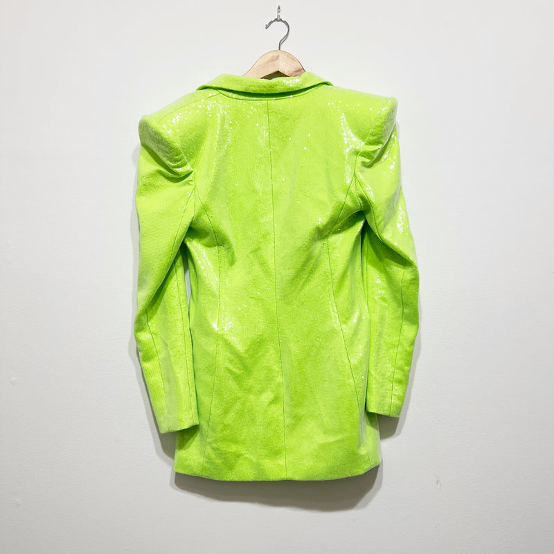 Bronx And Banco X Revolve Zizi Sequin Embellished Sparkle Blazer Neon Green XS