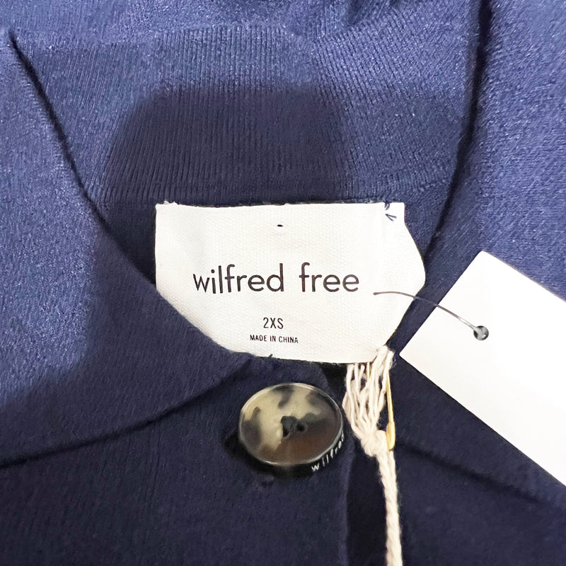 NEW Wilfred Aritzia Ronnie Long Knit Stretch Relaxed Shirt Jacket Admiral Blue