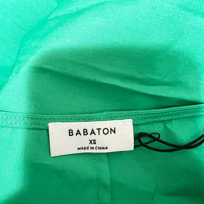 NEW Babaton Aritzia Nouvelle Cotton Poplin VNeck Pullover Midi Dress Court Green