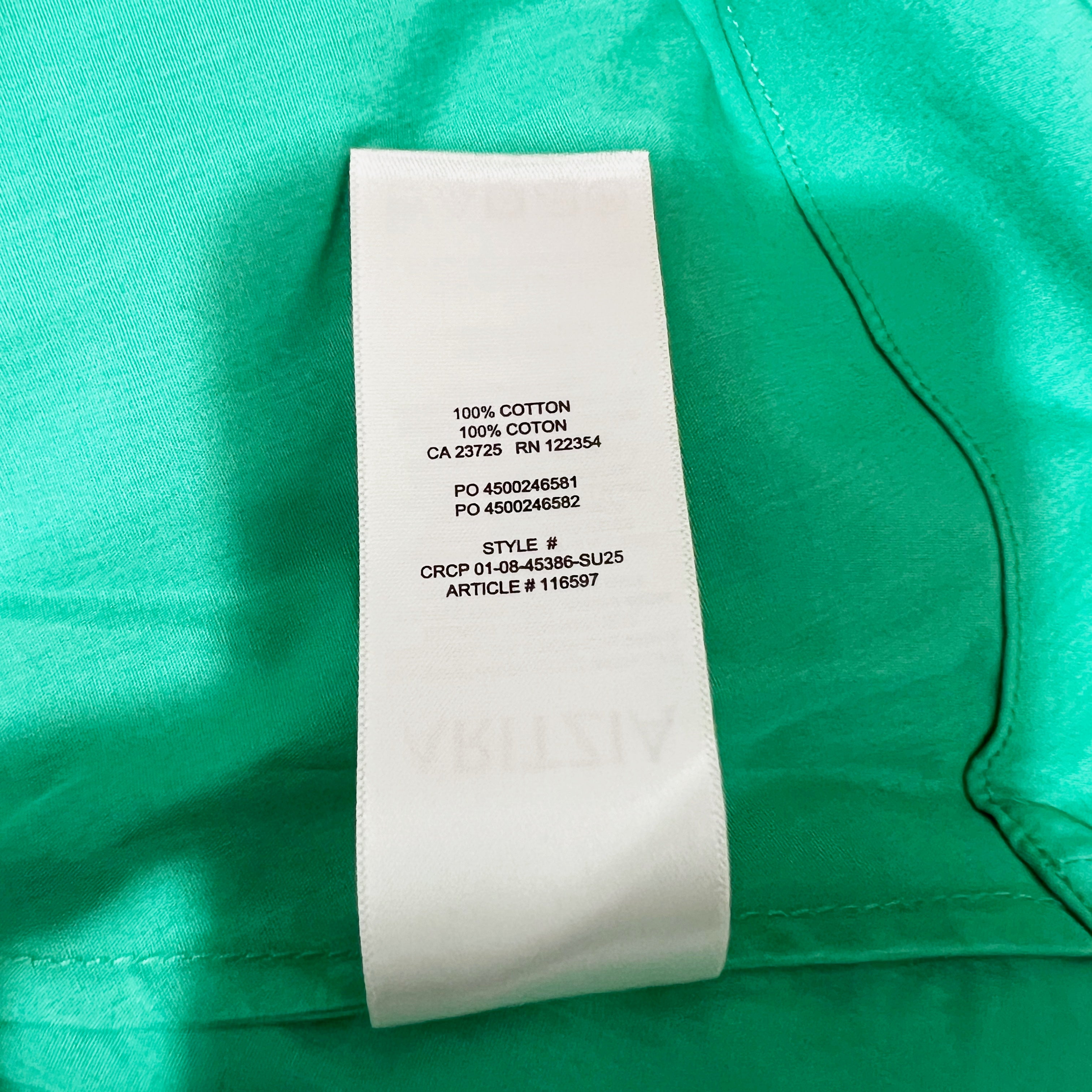 NEW Babaton Aritzia Nouvelle Cotton Poplin VNeck Pullover Midi Dress Court Green