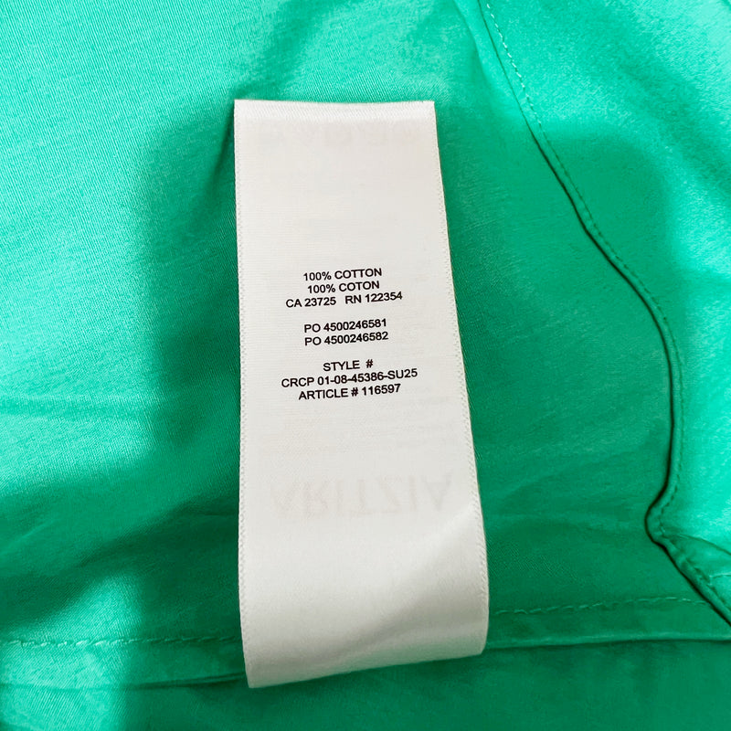 NEW Babaton Aritzia Nouvelle Cotton Poplin VNeck Pullover Midi Dress Court Green