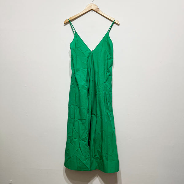 NEW Babaton Aritzia Nouvelle Cotton Poplin VNeck Pullover Midi Dress Court Green