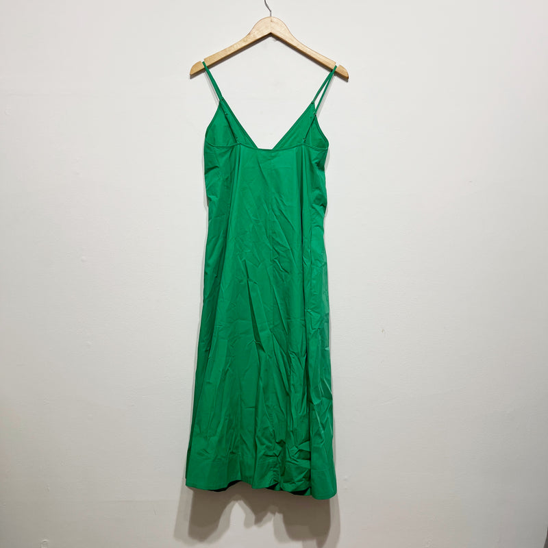 NEW Babaton Aritzia Nouvelle Cotton Poplin VNeck Pullover Midi Dress Court Green