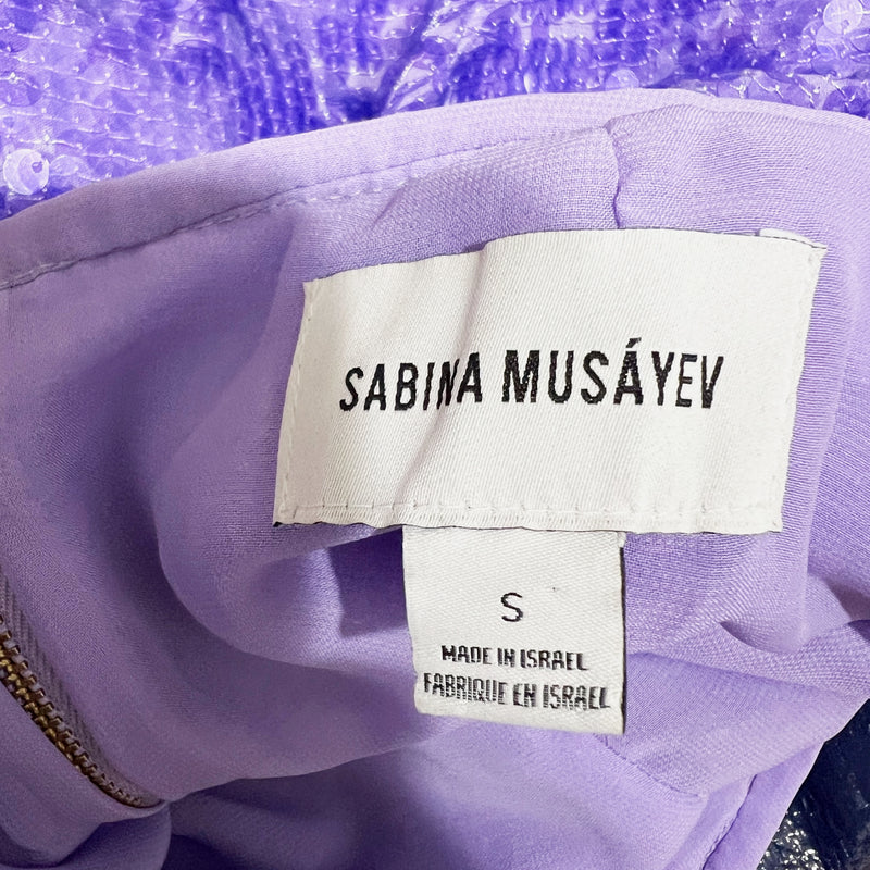 Sabina Musayev Nancy Purple Sequin Sparkle Embellished Wide Leg Pants Small