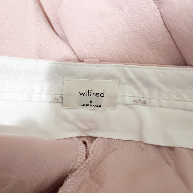Wilfred Aritzia The Effortless Pleated Straight Leg Trouser Pants Pink Neutral 0