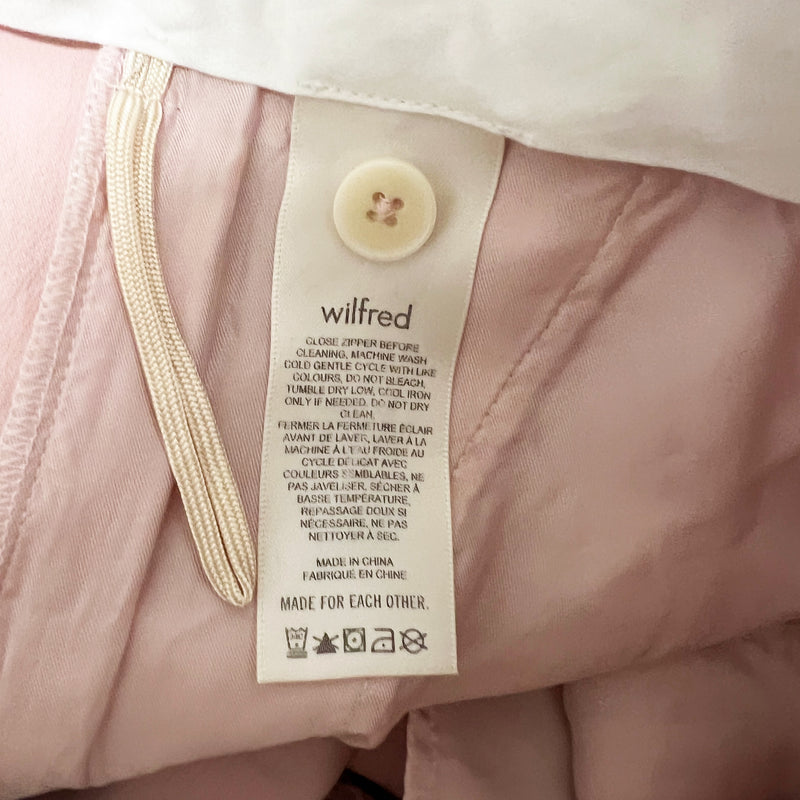 Wilfred Aritzia The Effortless Pleated Straight Leg Trouser Pants Pink Neutral 0