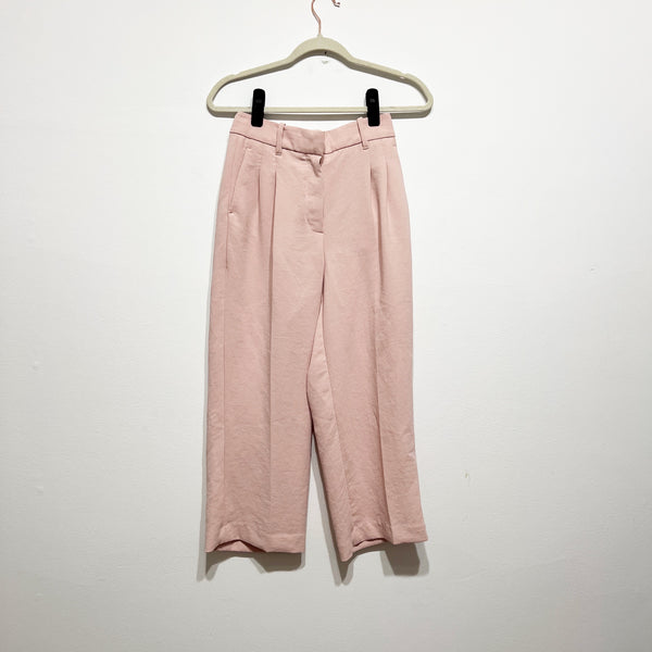 Wilfred Aritzia The Effortless Pleated Straight Leg Trouser Pants Pink Neutral 0