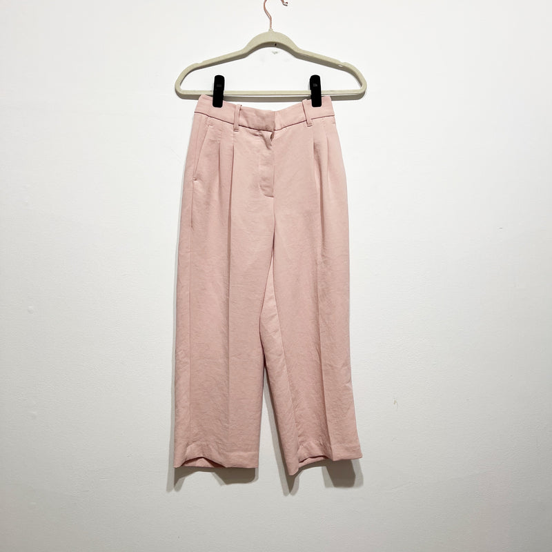 Wilfred Aritzia The Effortless Pleated Straight Leg Trouser Pants Pink Neutral 0