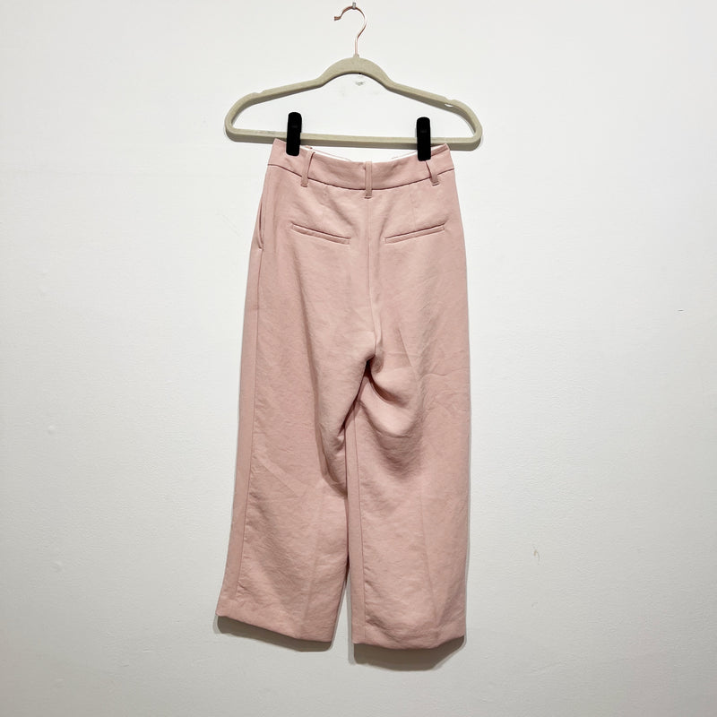 Wilfred Aritzia The Effortless Pleated Straight Leg Trouser Pants Pink Neutral 0
