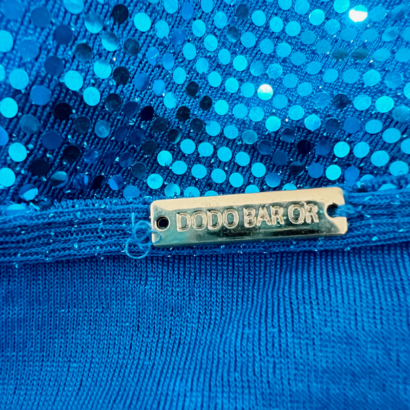 Dodo Bar Or Kimel Sequined Blue Glitter Sparkle Draped Gathered Midi Dress 4