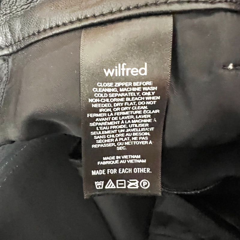 Wilfred Aritzia Melina Cropped Ankle Faux Vegan Leather Straight Leg Pants Black