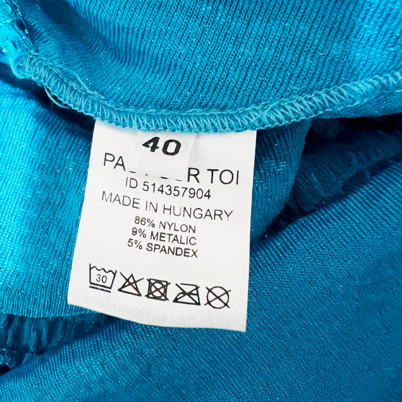 Dodo Bar Or Kimel Sequined Blue Glitter Sparkle Draped Gathered Midi Dress 4