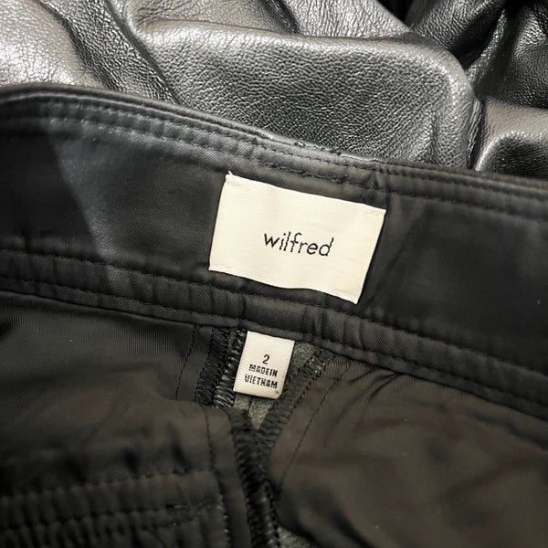 Wilfred Aritzia The Bridger Vegan Faux Leather High Rise Cargo Pants Black 2