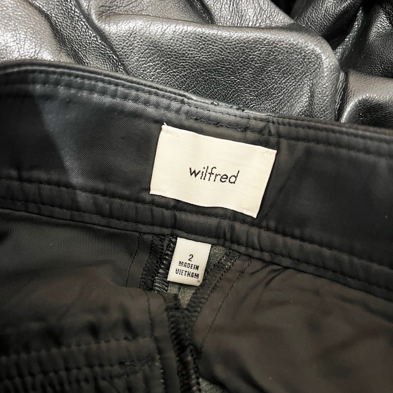 Wilfred Aritzia The Bridger Vegan Faux Leather High Rise Cargo Pants Black 2