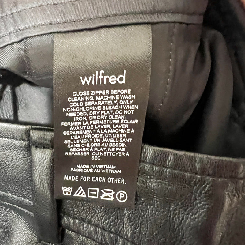 Wilfred Aritzia The Bridger Vegan Faux Leather High Rise Cargo Pants Black 2