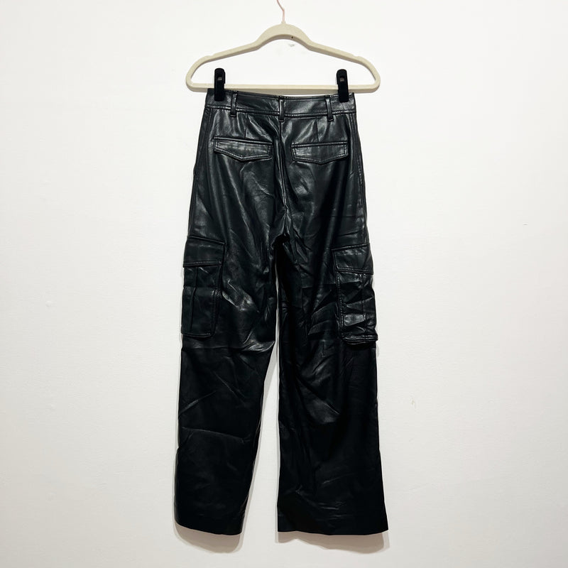 Wilfred Aritzia The Bridger Vegan Faux Leather High Rise Cargo Pants Black 2