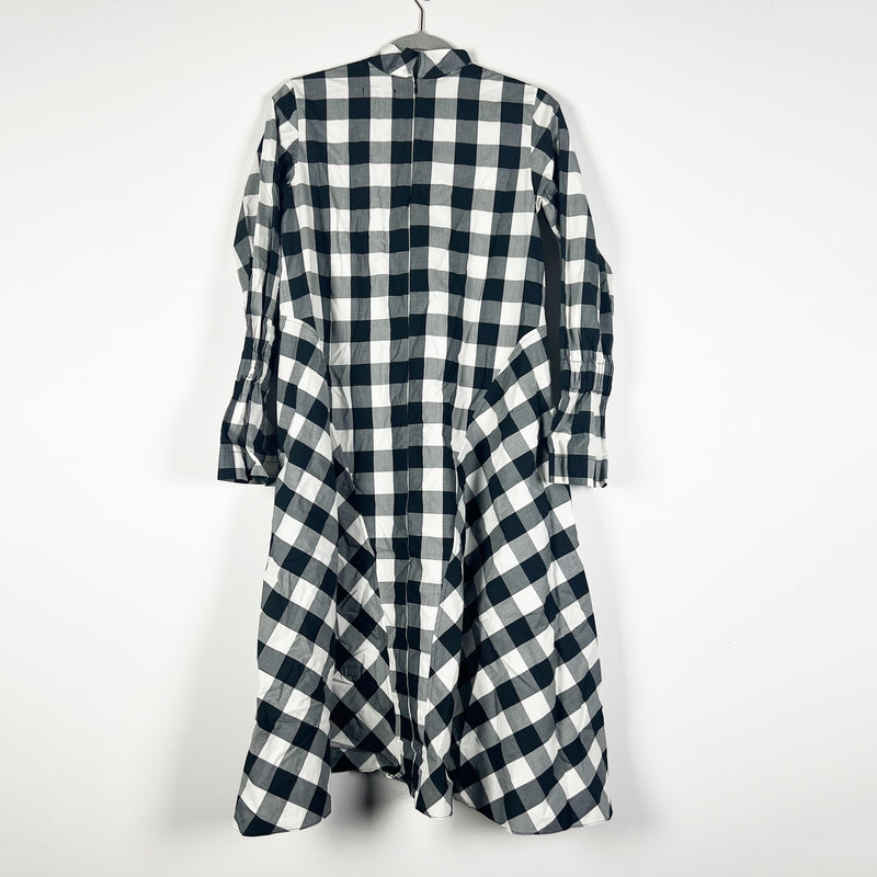 Fabiana Pigna Lippa Back Tie Cotton Poplin Black White Gingham Print Midi Dress