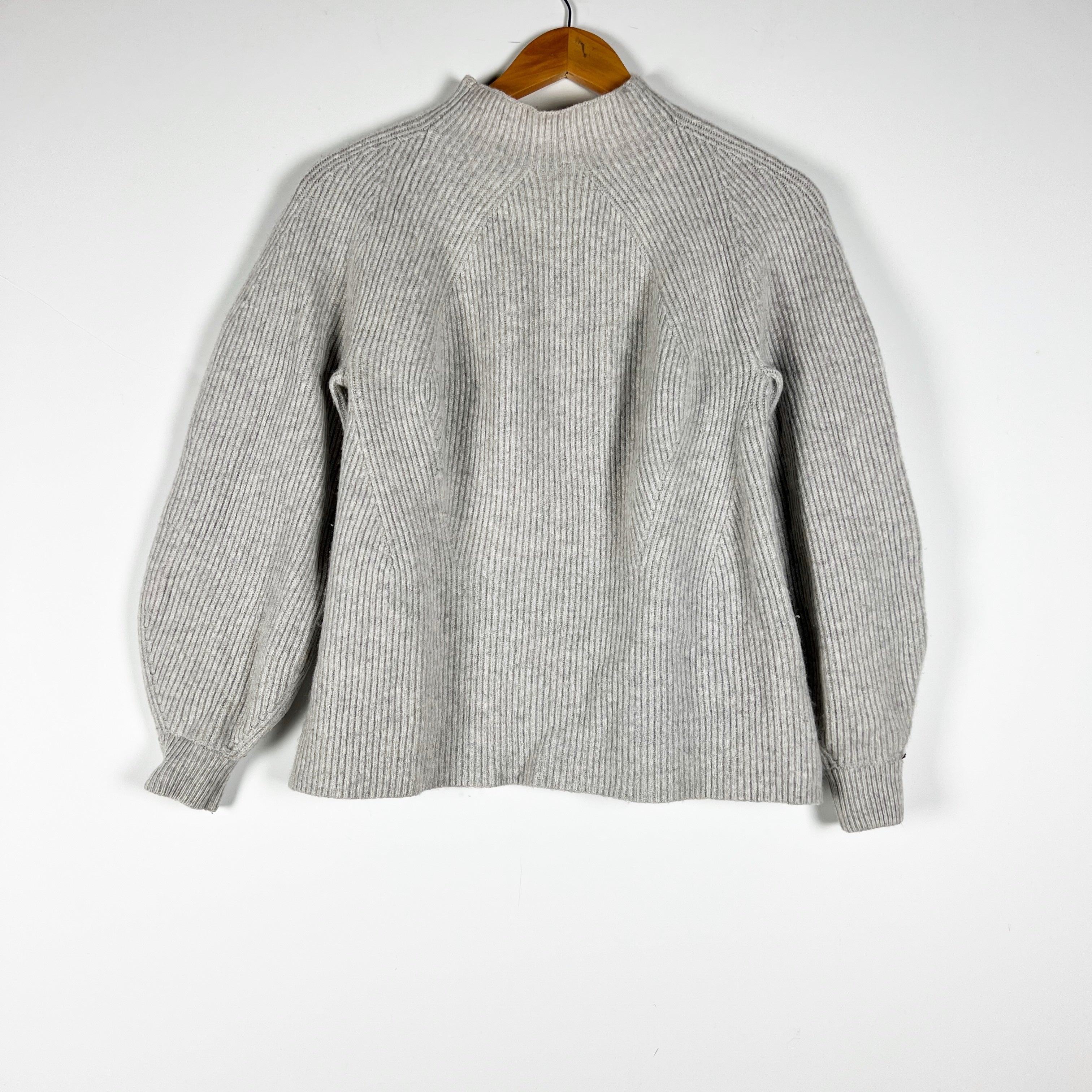 Everlane Women's Cashmere Blend Mock Neck Pullover Ribbed Knit Sweater Gray S