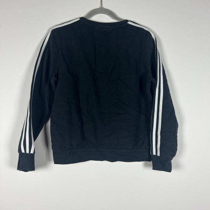 Adidas Women's Cotton Blend Fleece Lined Crew Neck Three Stripe Sweatshirt Black