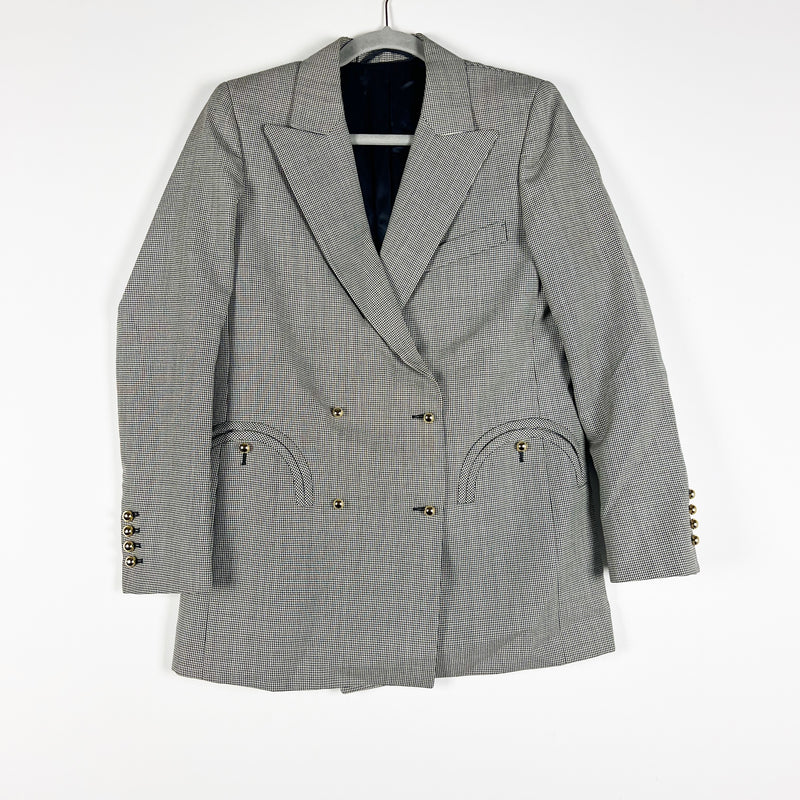 Blaze Milano Jay Made In Italy Wool Silk Double Breasted Houndstooth Blazer