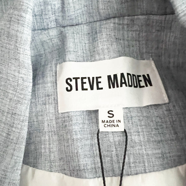 NEW Steve Madden Landon Oversize Double Breasted Blazer Jacket In Blue Small