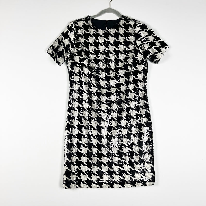 NEW Ann Taylor Allover Sequin Sparkle Embellished Houndstooth TShirt Dress 2