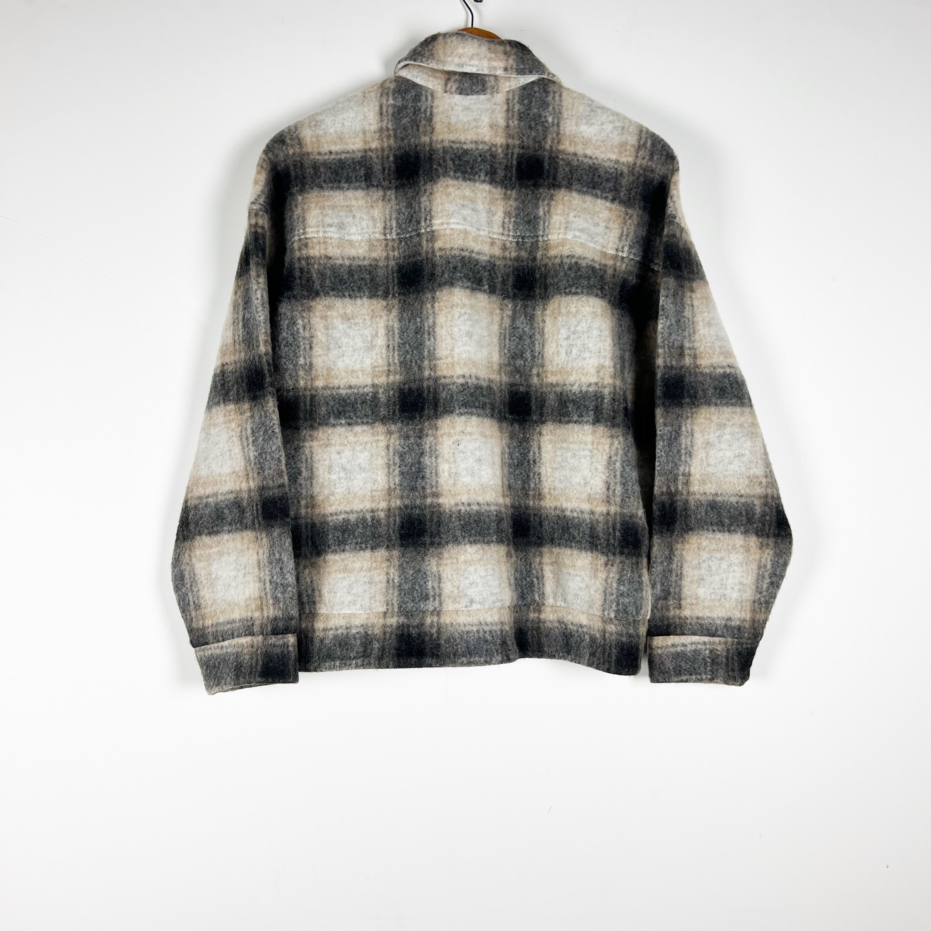 Faherty Women's Rocky Ridge Plaid Wool Fleece Jacket Twilight Bend Gray XS/S