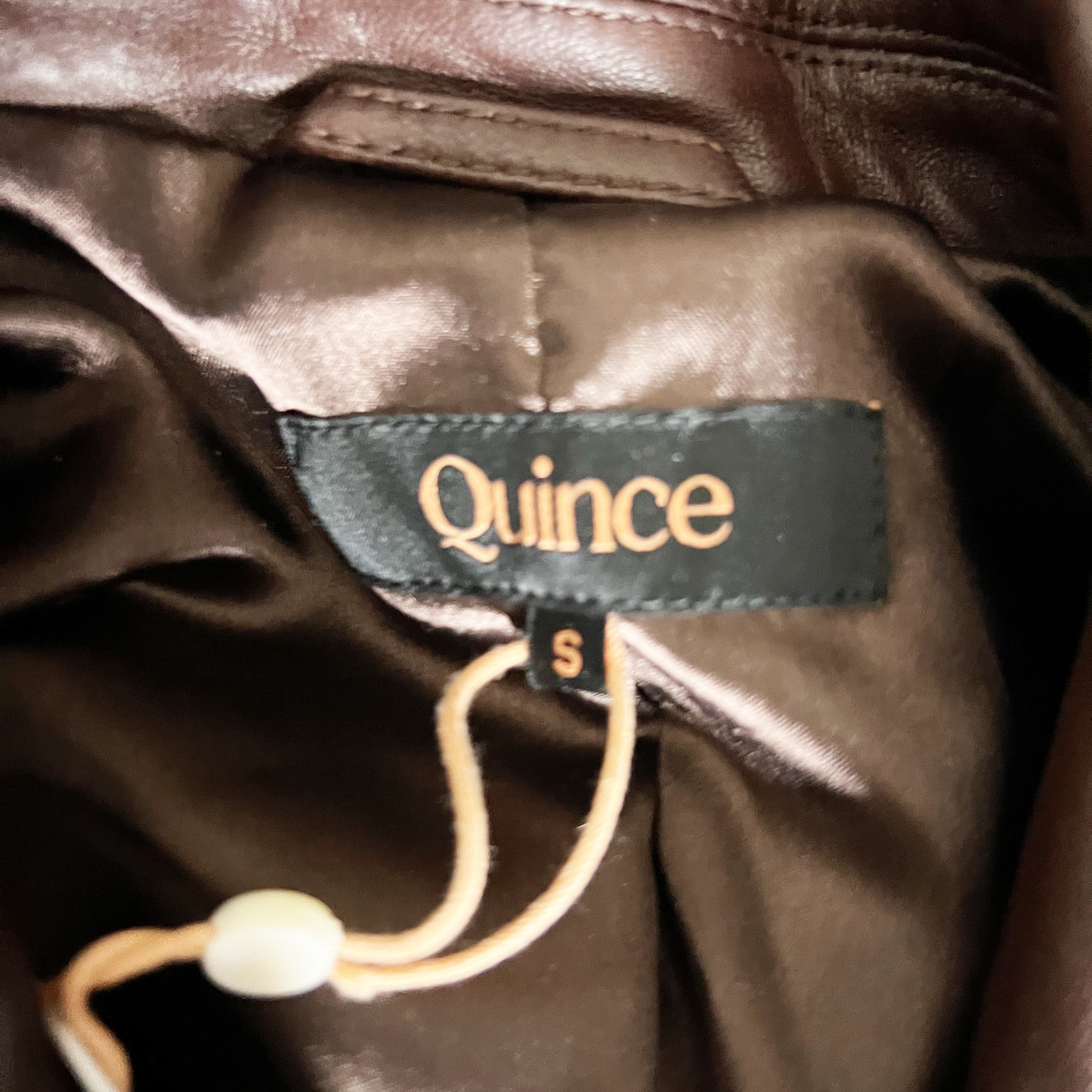 NEW Quince 100% Lamb Leather Structured Two Button Blazer Jacket Brown Small