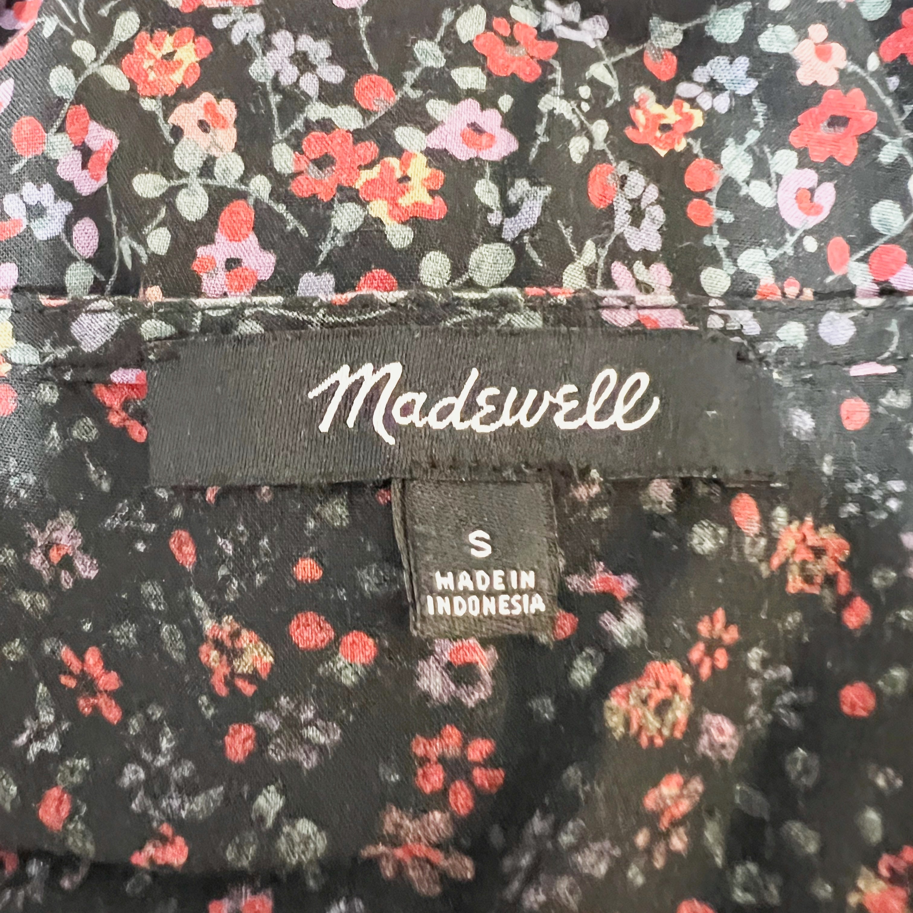 Zara Micro Floral Flower Print Pattern Button Front Cap Short Sleeve Midi Dress