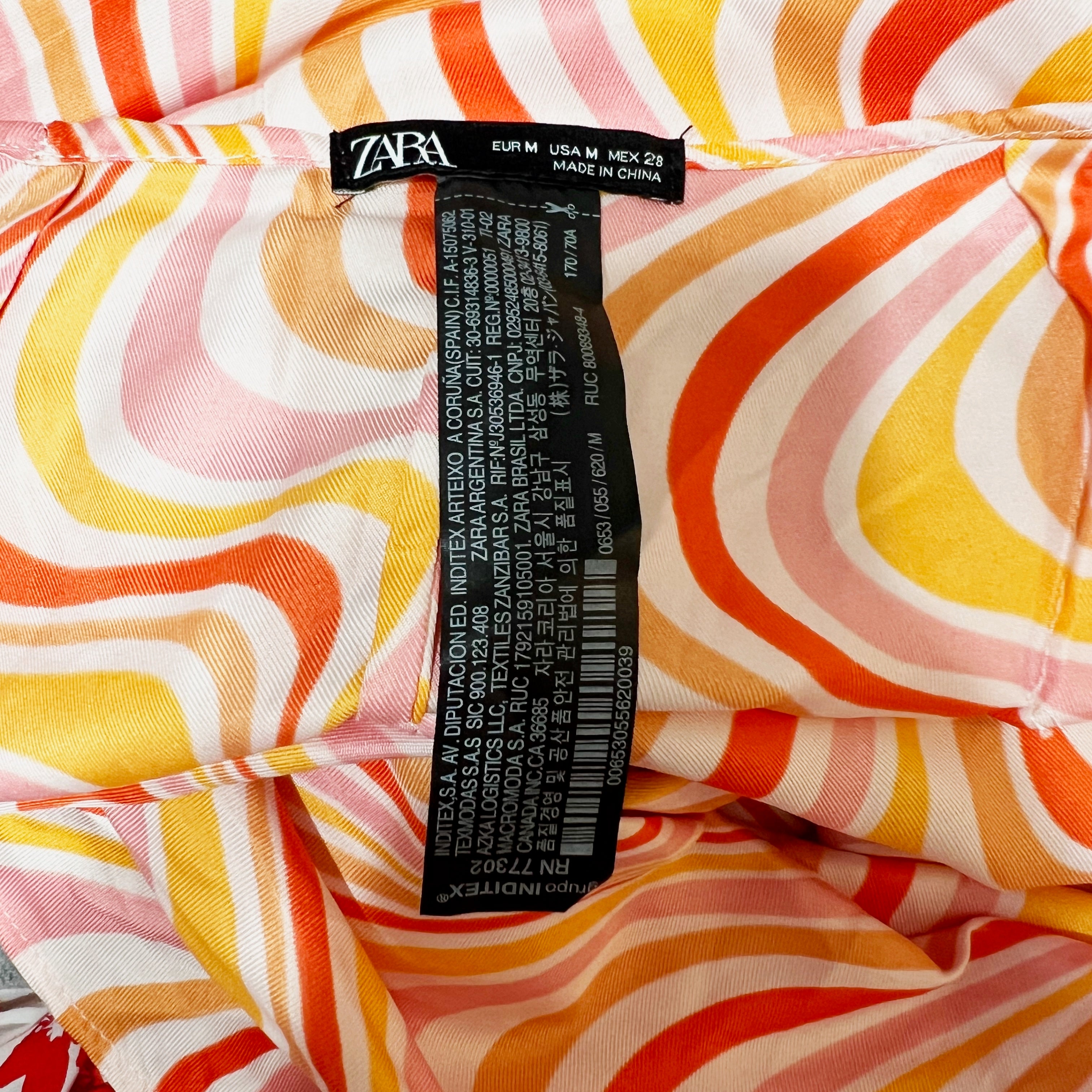 Zara Geometric Groovy Open Front Print Pattern Cardigan Wrap Shawl Sweater M