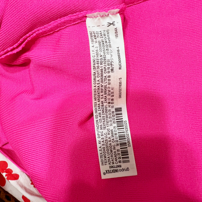 NEW Zara Stretch Knit Square Neck Sleeveless Mini Bodycon Dress Hot Pink Small