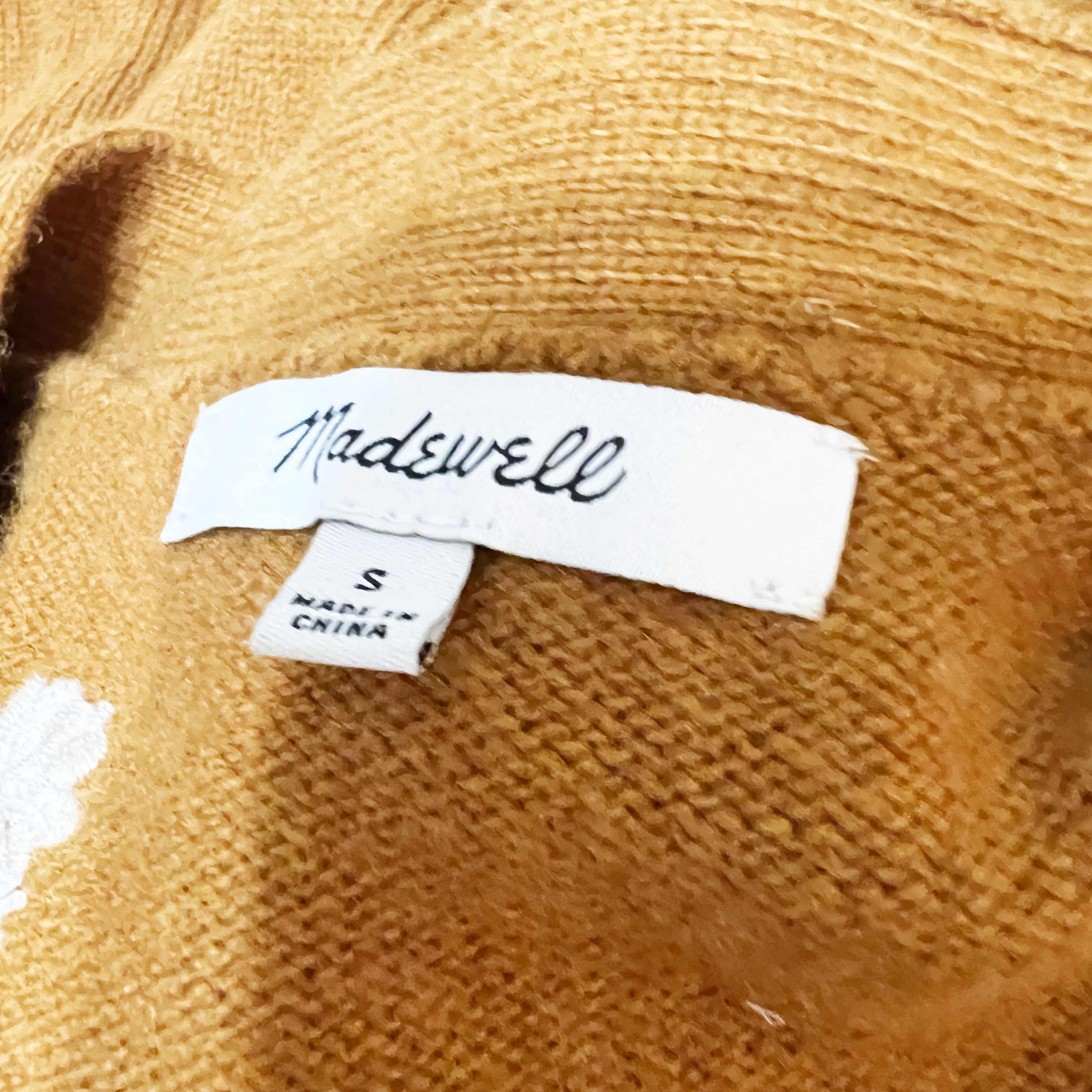 Madewell Wool Cotton Stretch Knit Floral Embroidered Upton Cardigan Sweater S