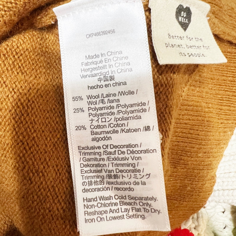 Madewell Wool Cotton Stretch Knit Floral Embroidered Upton Cardigan Sweater S