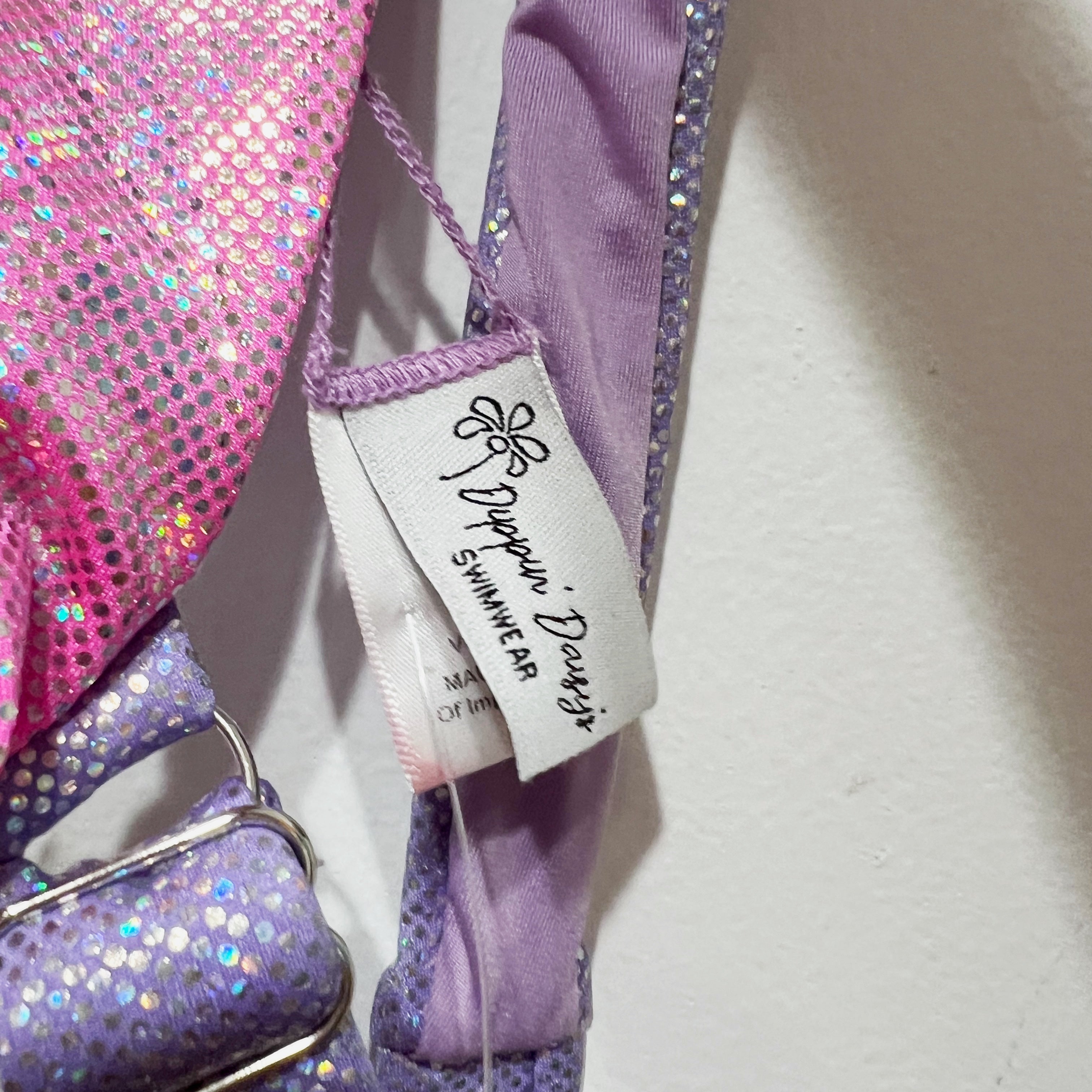 NEW Revibe Dippin Daisy's Legacy Swim Bathing Suit Bikini Top Holographic Purple