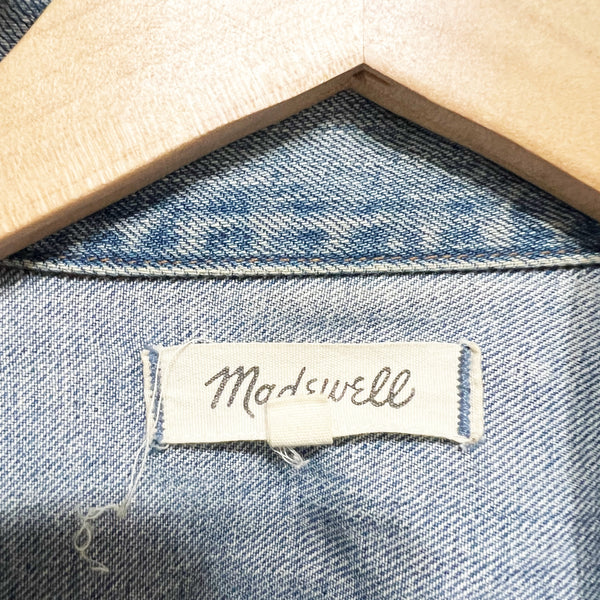 Madewell The Oversized Cotton Collared Denim Jean Jacket Capstone Wash Blue S