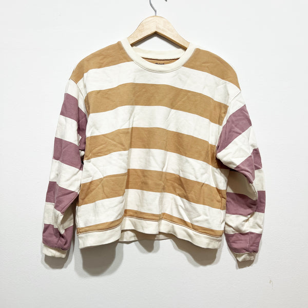 Madewell (Re)sourced Cotton Swing Crew Neck Sweatshirt In Stripe Earthen Sand S