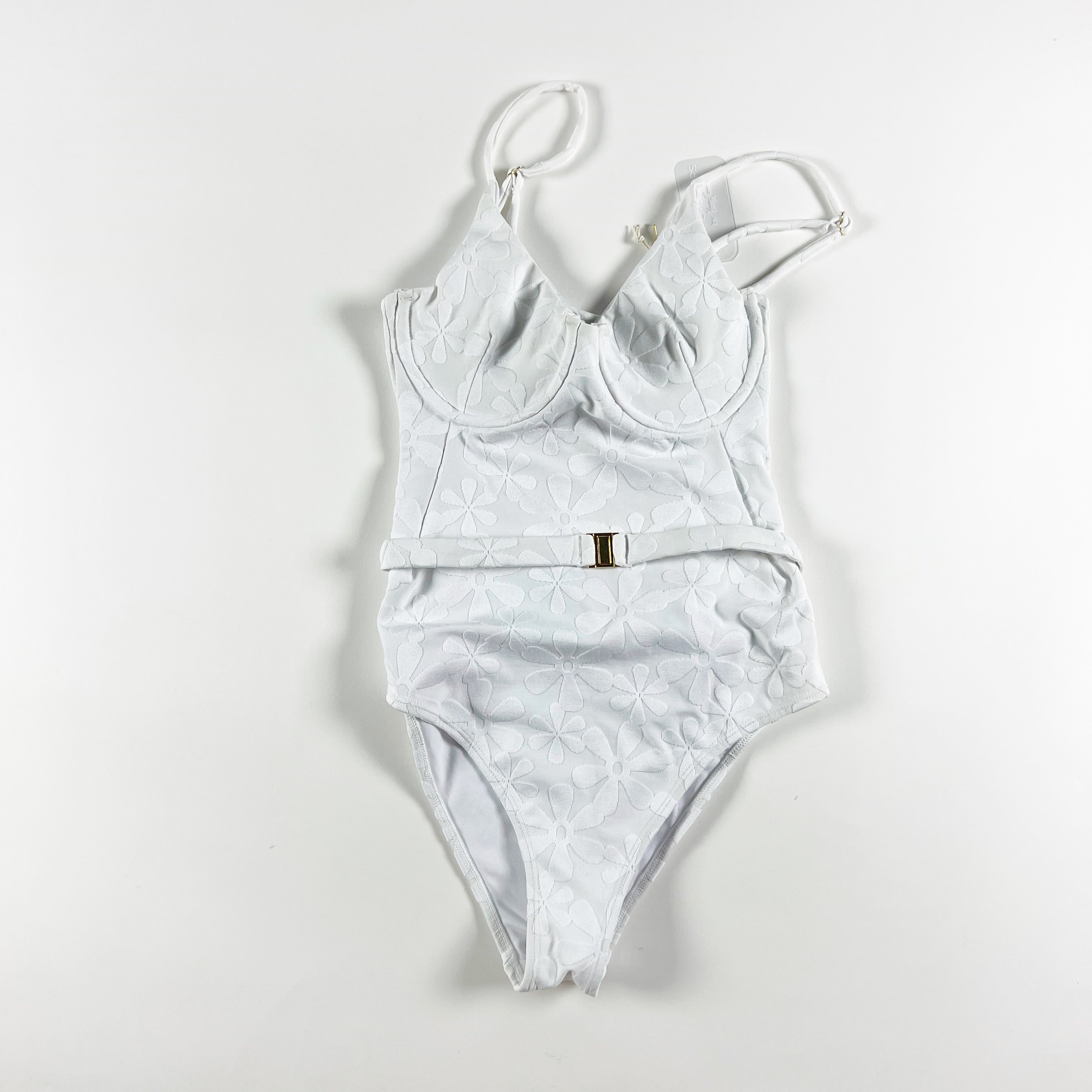 NEW Watercolors By Kenny Flowers Santorini Floral Jacquard Underwire One Swim