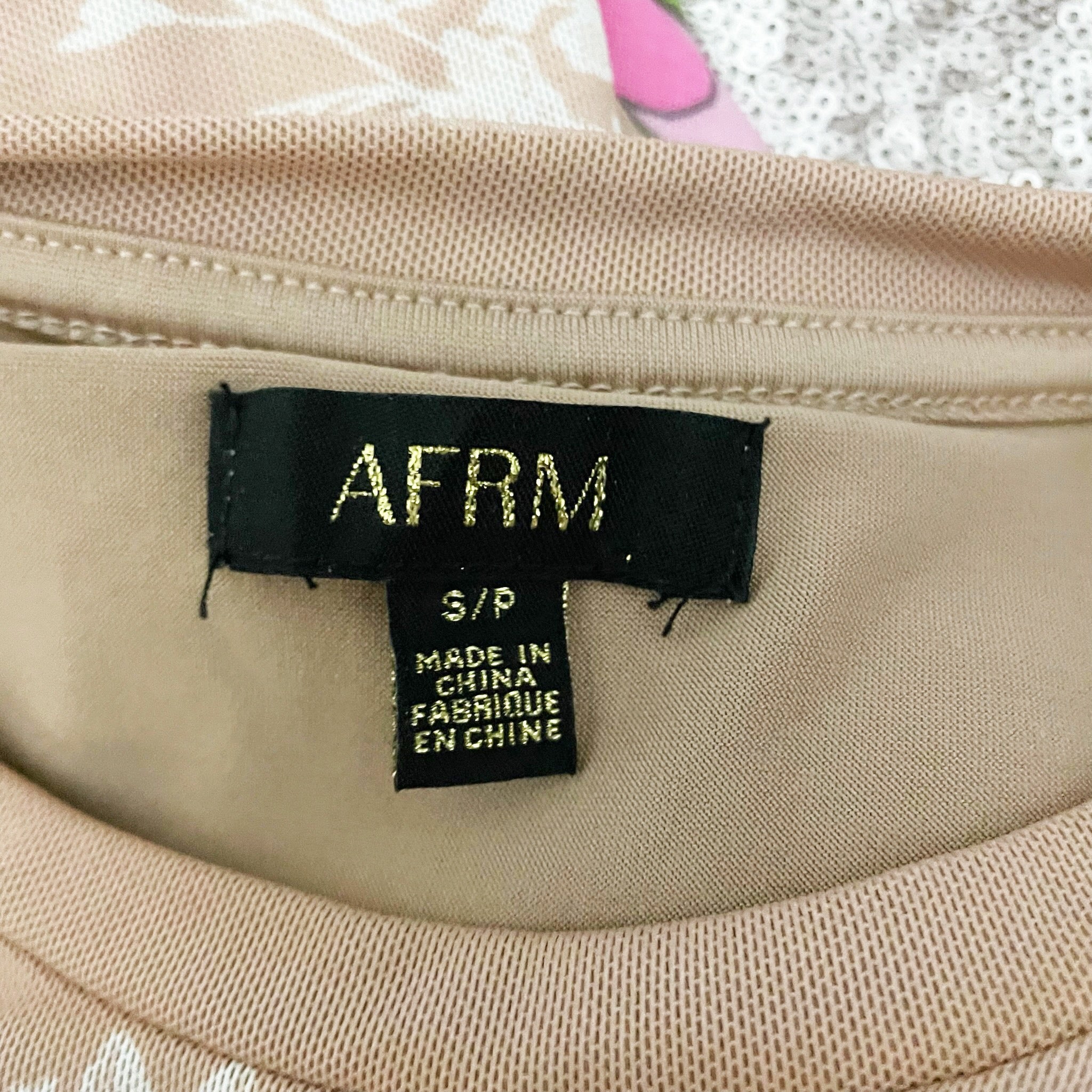 AFRM Shailene Mesh Stretch Bodycon Allover Almond Ombre Lace Midi Dress Small