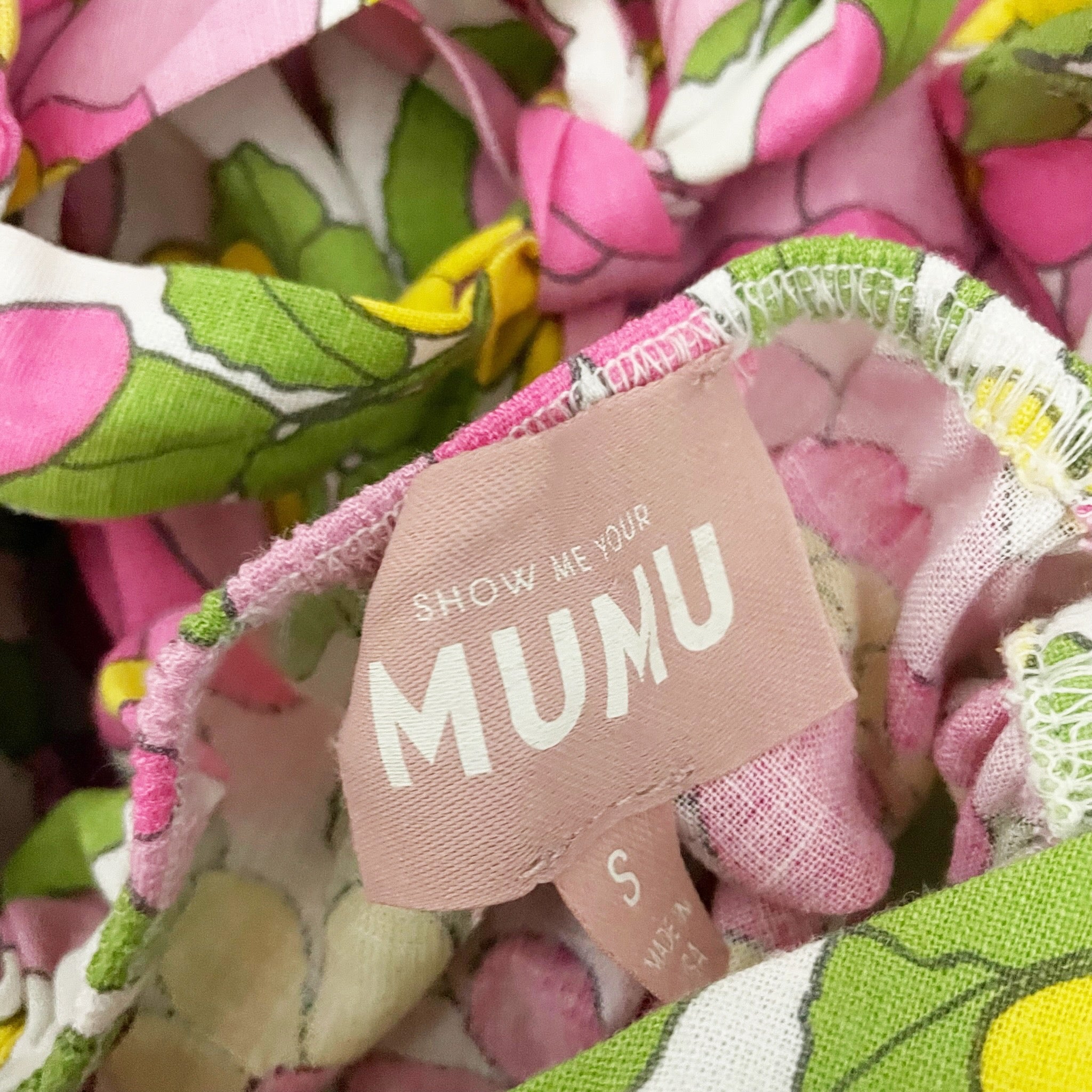 Show Me Your Mumu Cathy Linen Blend Puff Short Sleeve Maxi Dress Fresh Floral S