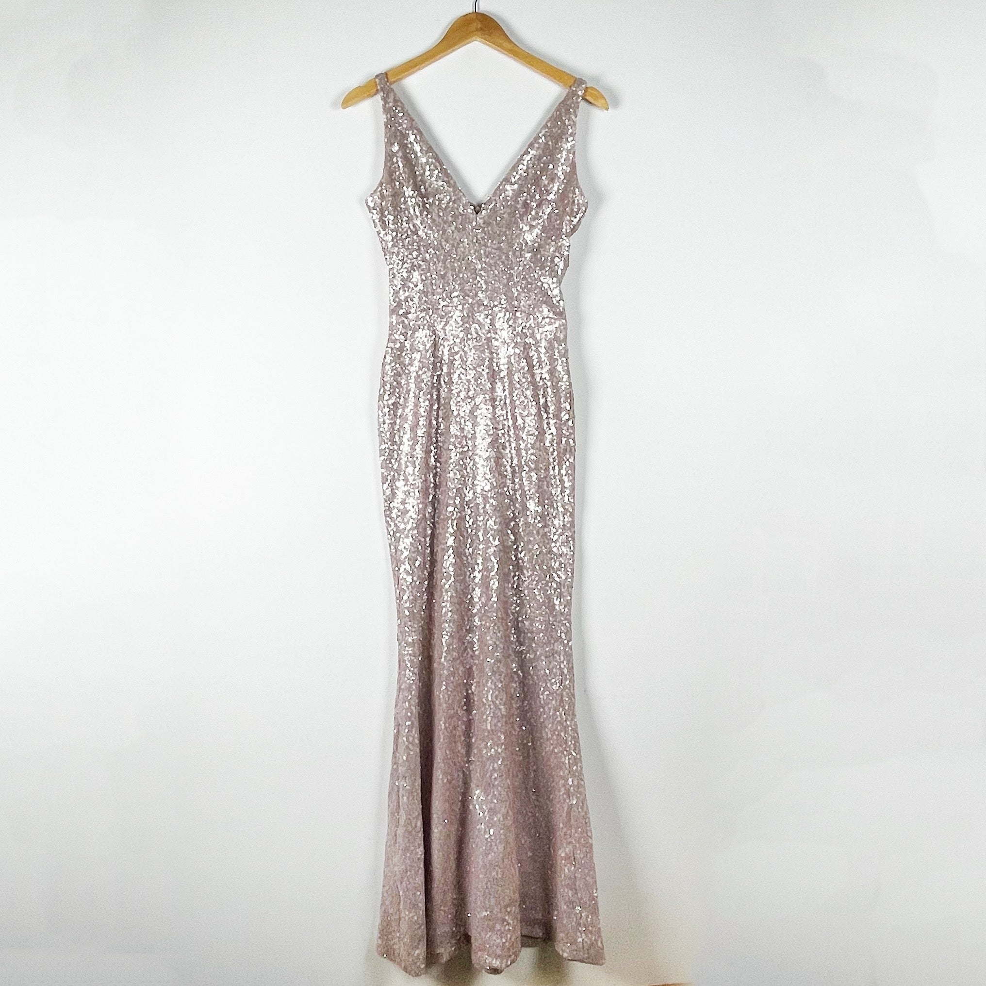 Dress The Population Harper Gold Sequin Sparkle Embellished Maxi Dress Gown M