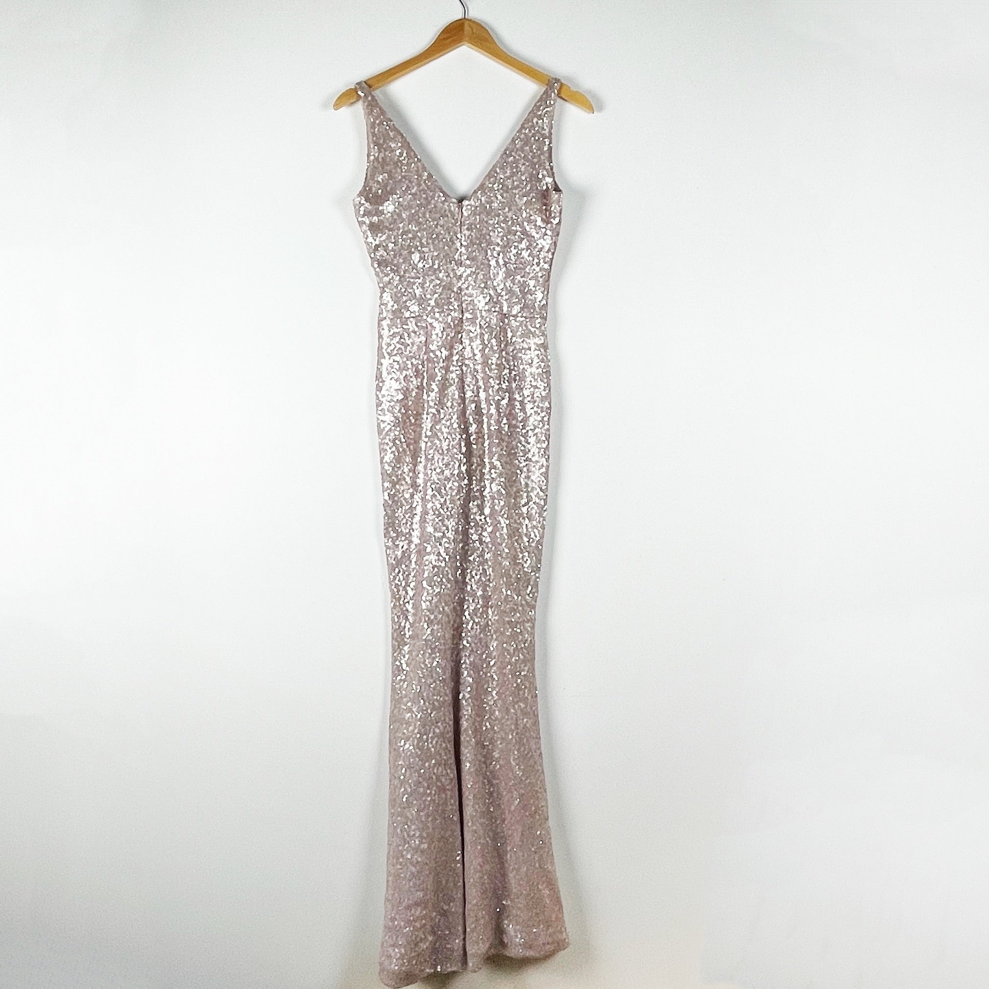 Dress The Population Harper Gold Sequin Sparkle Embellished Maxi Dress Gown M
