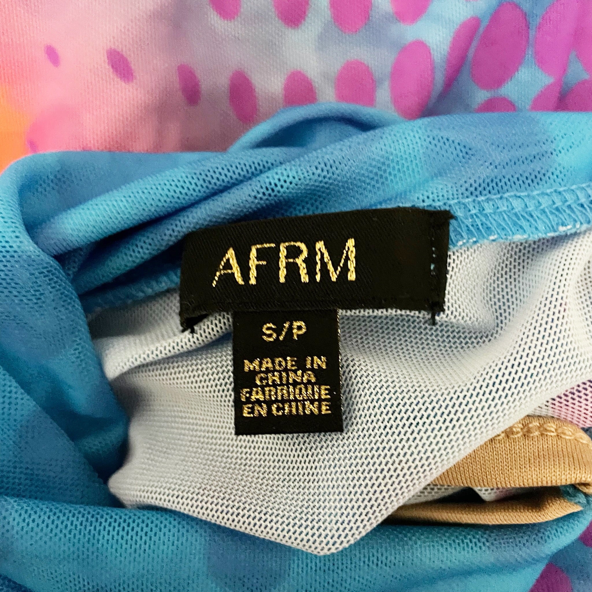 AFRM Shailene Mesh Stretch Bodycon Allover Midi Dress Cyber Heart Print Small