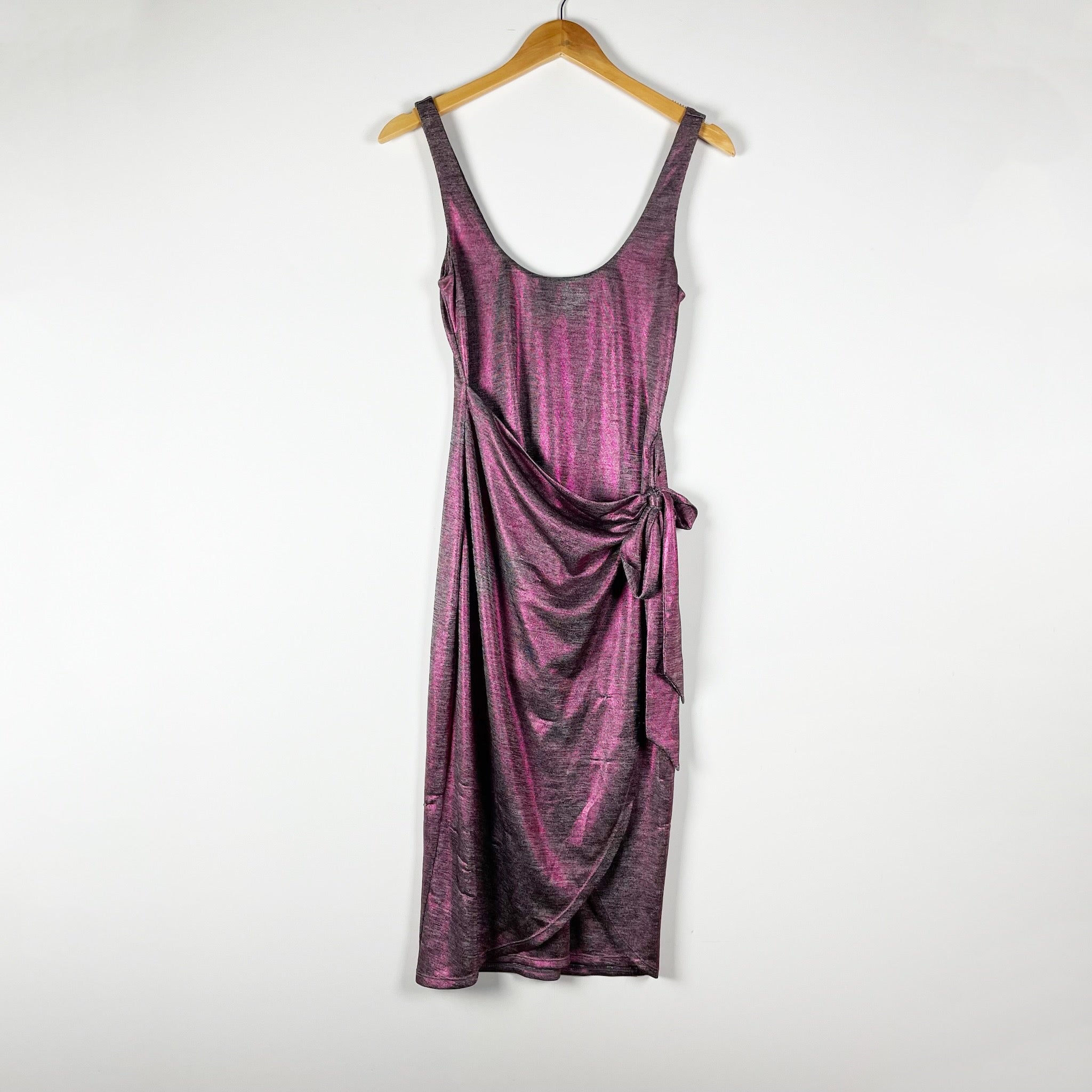 Lovers And Friends Kahlo Scoop Neck Tank Midi Faux Wrap Dress Pink Topaz Small