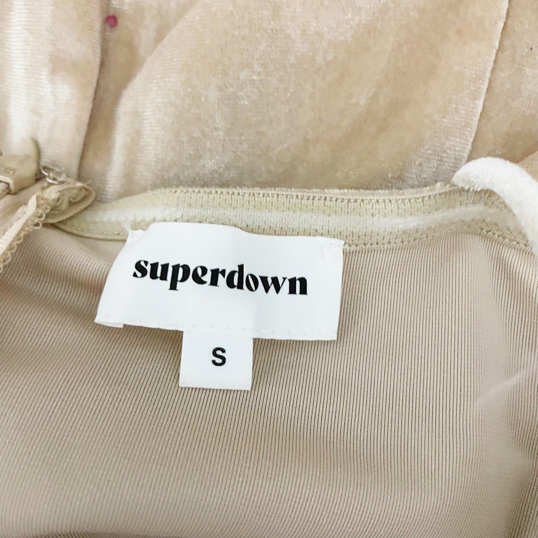 Superdown Erika Velvet Velour Feather Trim Bodycon Mini Party Cocktail Dress S