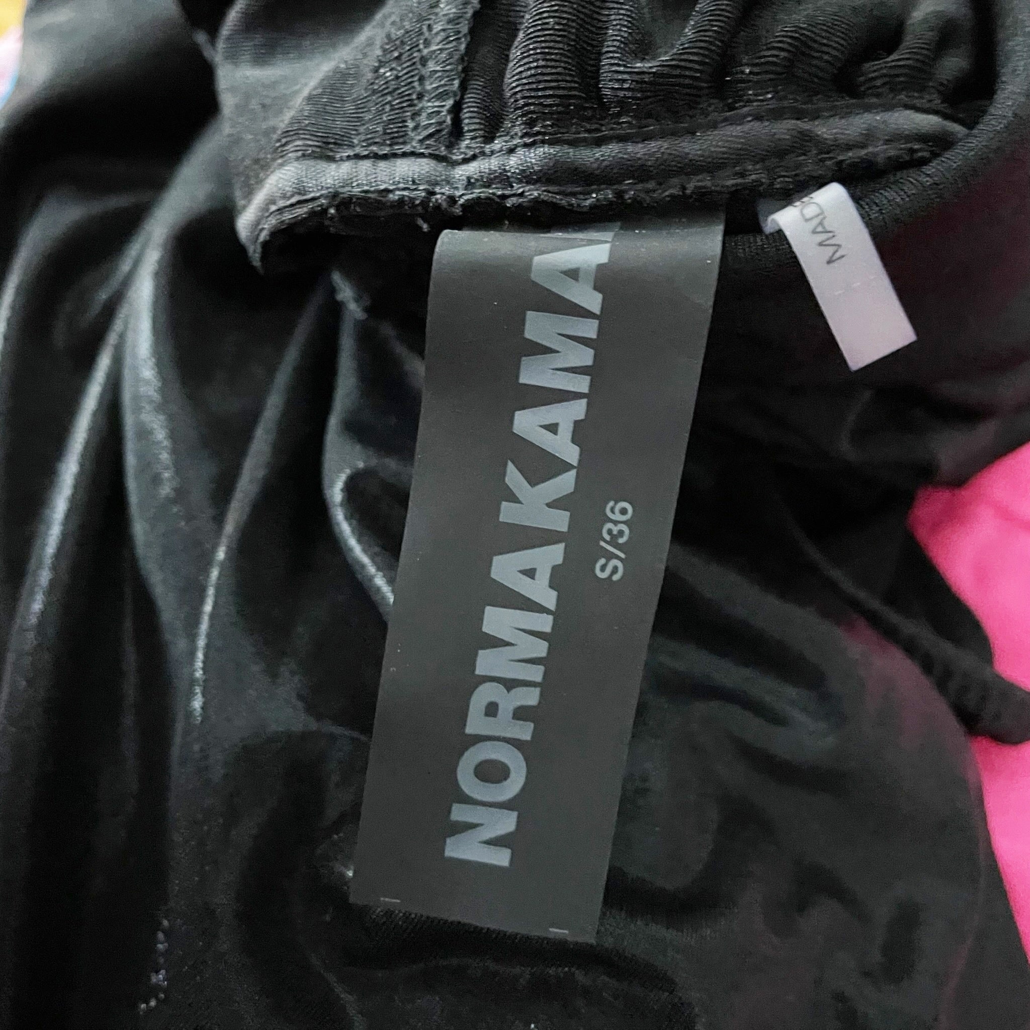 Norma Kamali Tara Bodycon Side Drape Ruched Gown Dress Black Metallic Lame Small