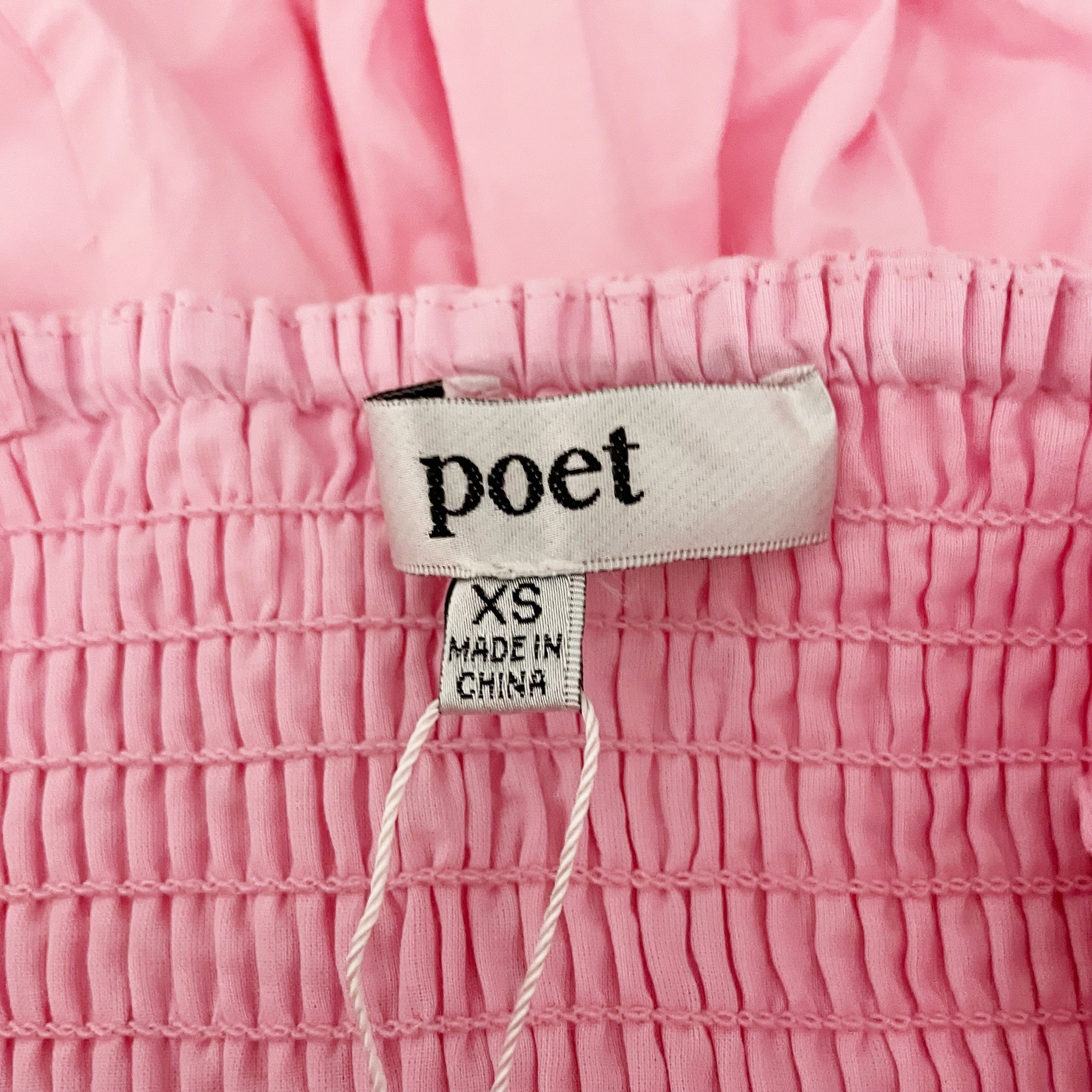 NEW Poet Ode Cotton Modal Puff Short Sleeve Midi Dress Peony Pink XS