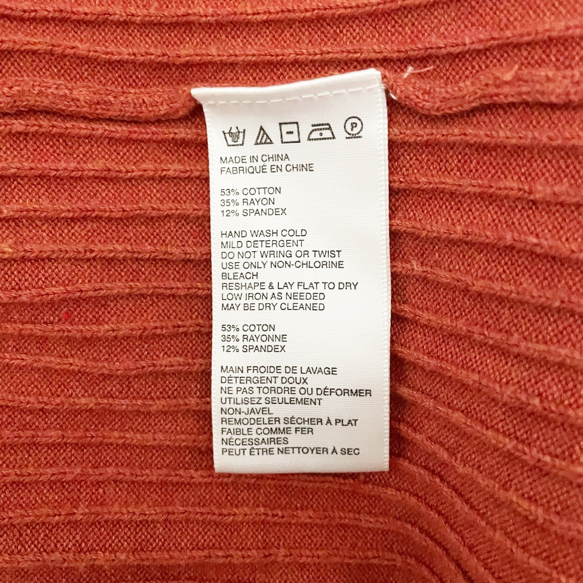 Free People Skyline Cotton Ribbed Knit Stretch Pull On Midi Skirt Orange Small