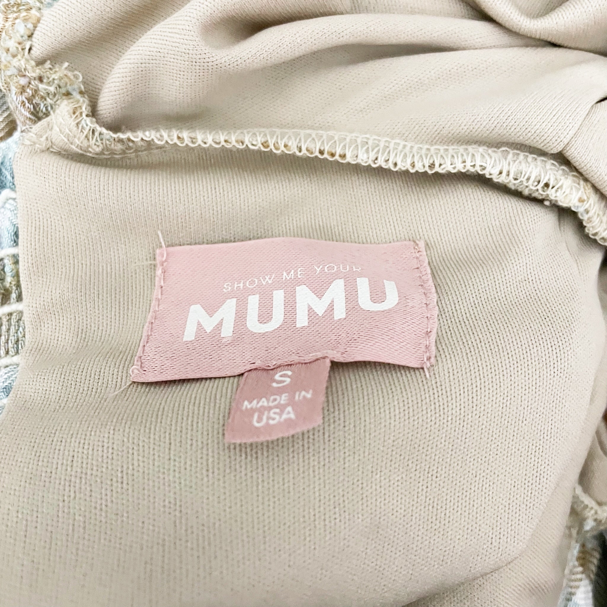 Show Me Your Mumu Jenna Ruched Front Long Sleeve Crop Top Shirt Plaid Print S