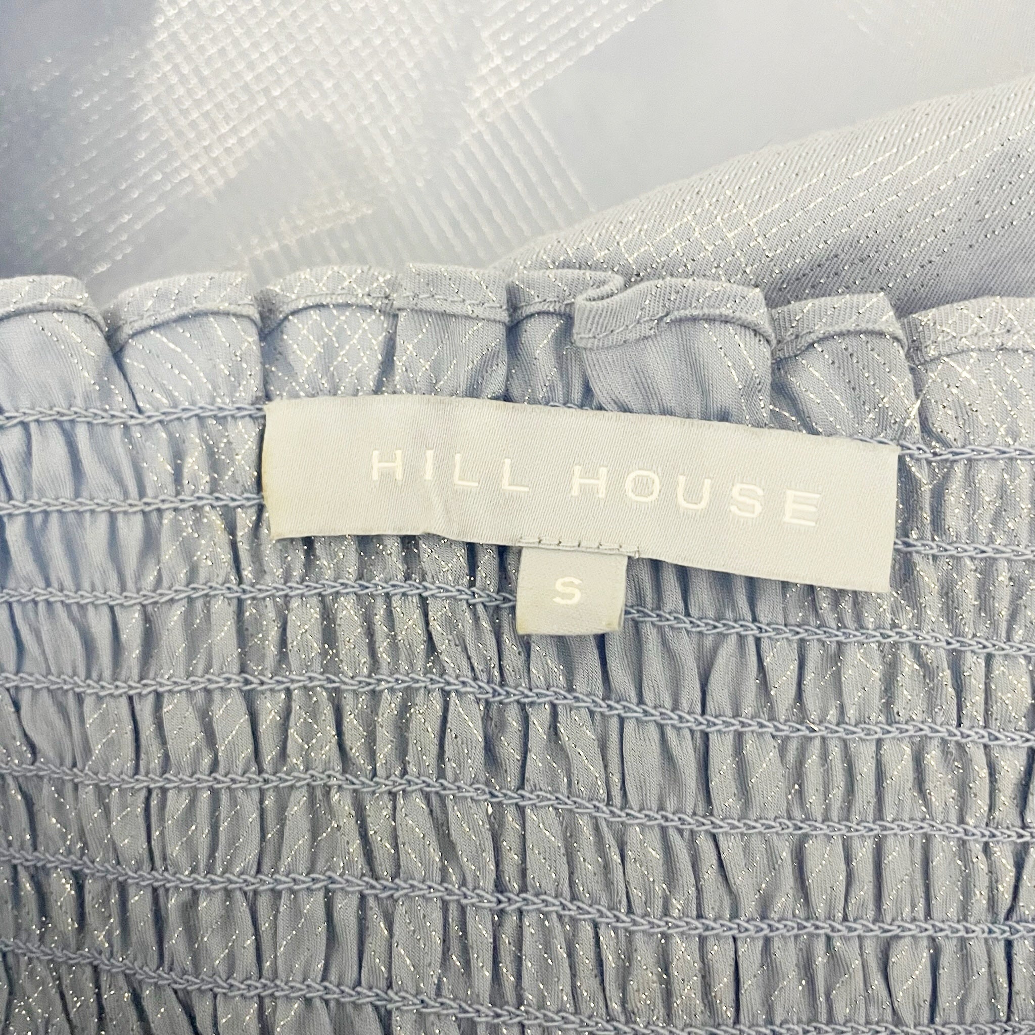 Hill House Home The Lila Mini Nap Dress Light Blue Glitter Sparkle Check Small