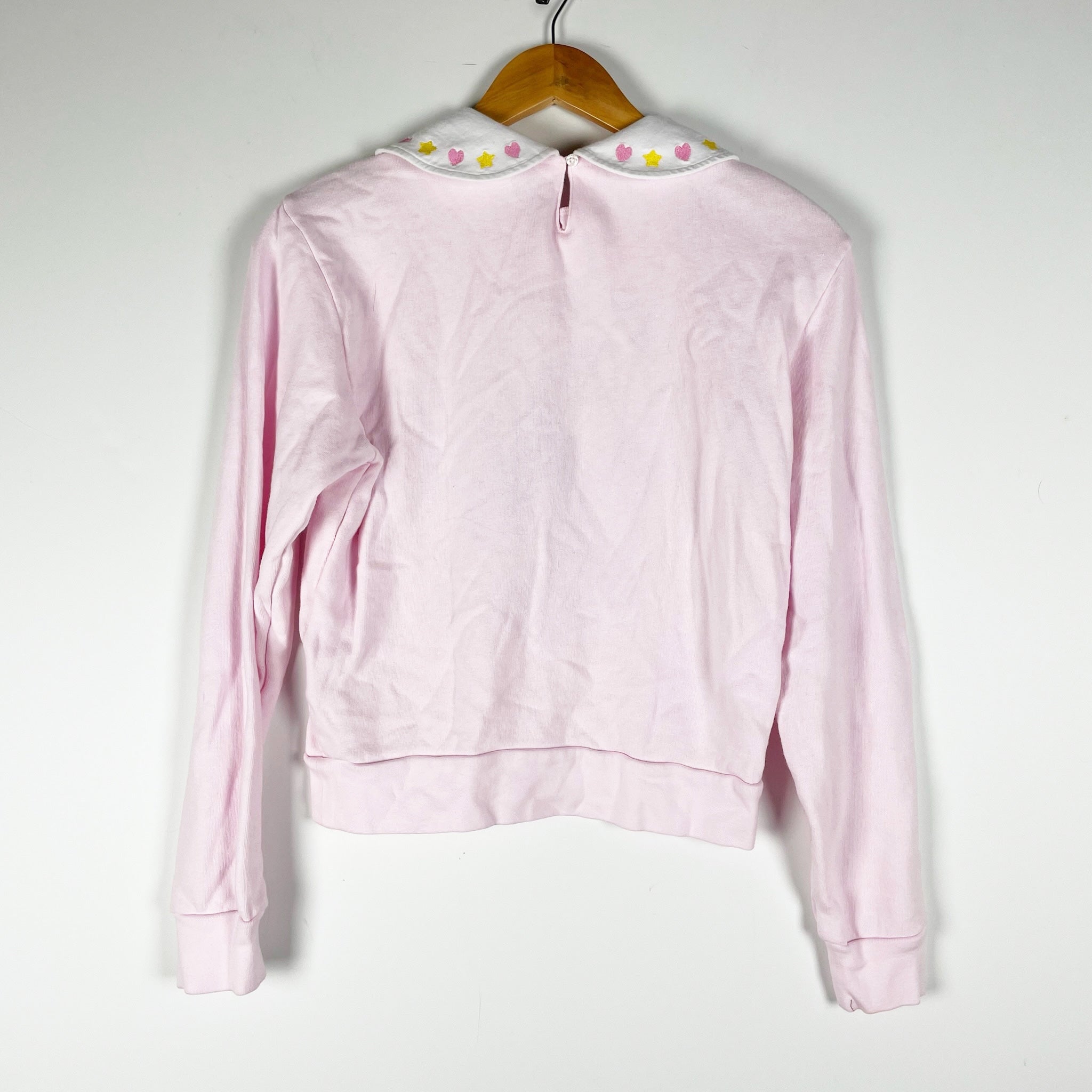 Teddy Fresh Vintage Cross Stitch Collared Bear Graphic Print Embroidered Sweater